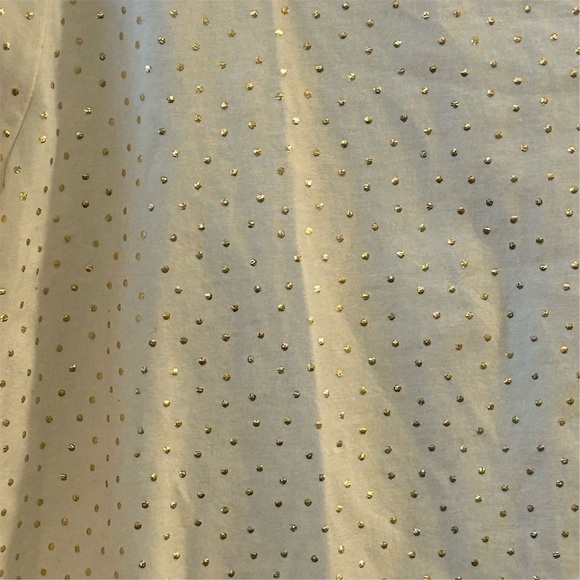 Talbots Women's Plus 1X Turtleneck Tee White Gold Polka Dot Long Sleeve - Picture 5 of 9